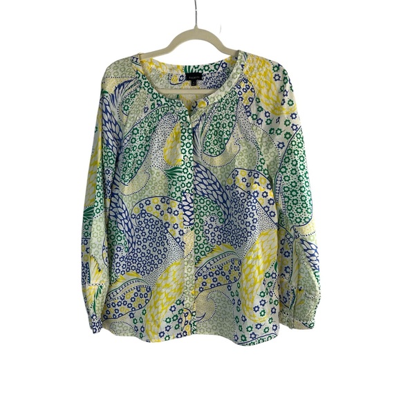 Talbots Tops - Talbots 100% Cotton Colorful Floral Paisley Blouse M Lightweight Button Front